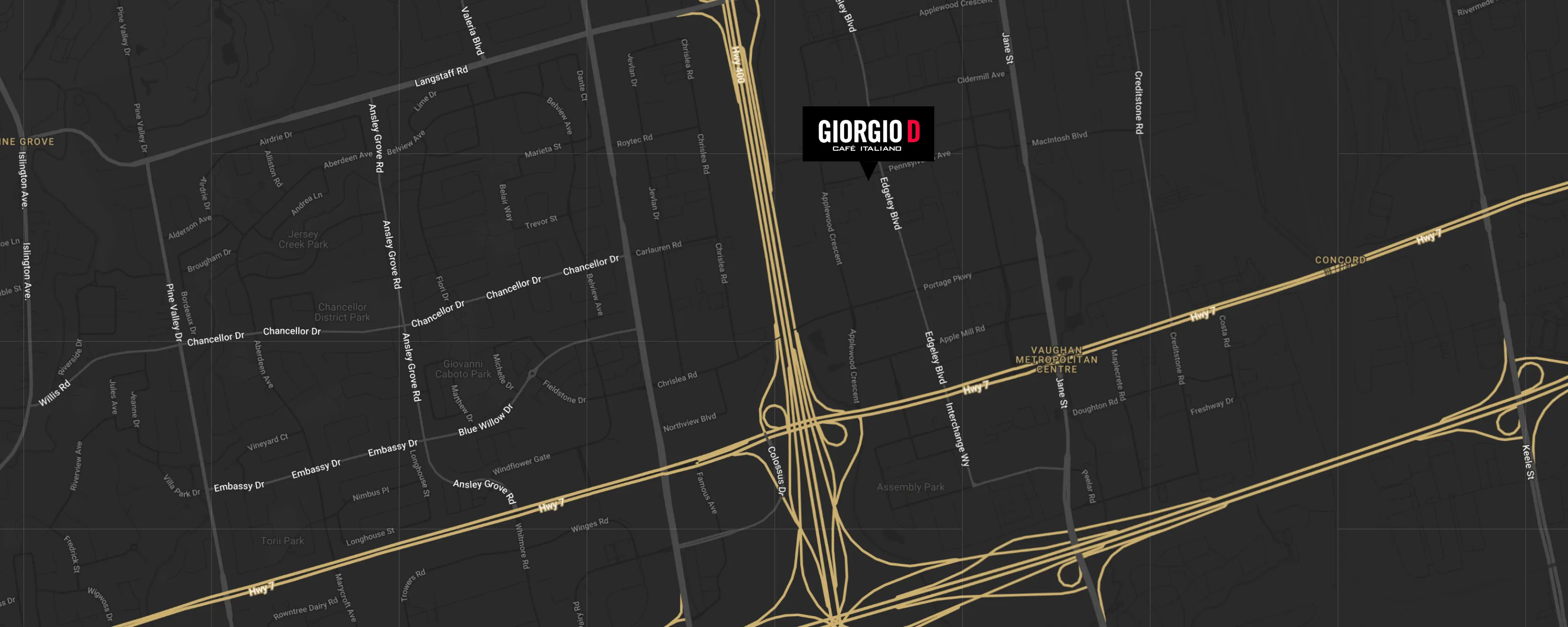 Map showing Giorgio D at 344 Edgeley Blvd., Vaughan